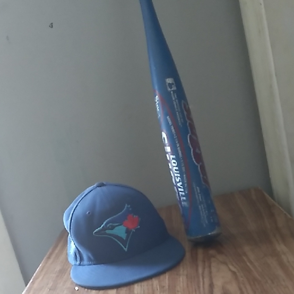 Blue Louisville Slugger Bat and Cap Set